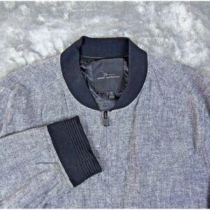 Marc Anthony Mens Bomber Jacket Gray Linen Blend Slim Fit XL Minimalist Casual